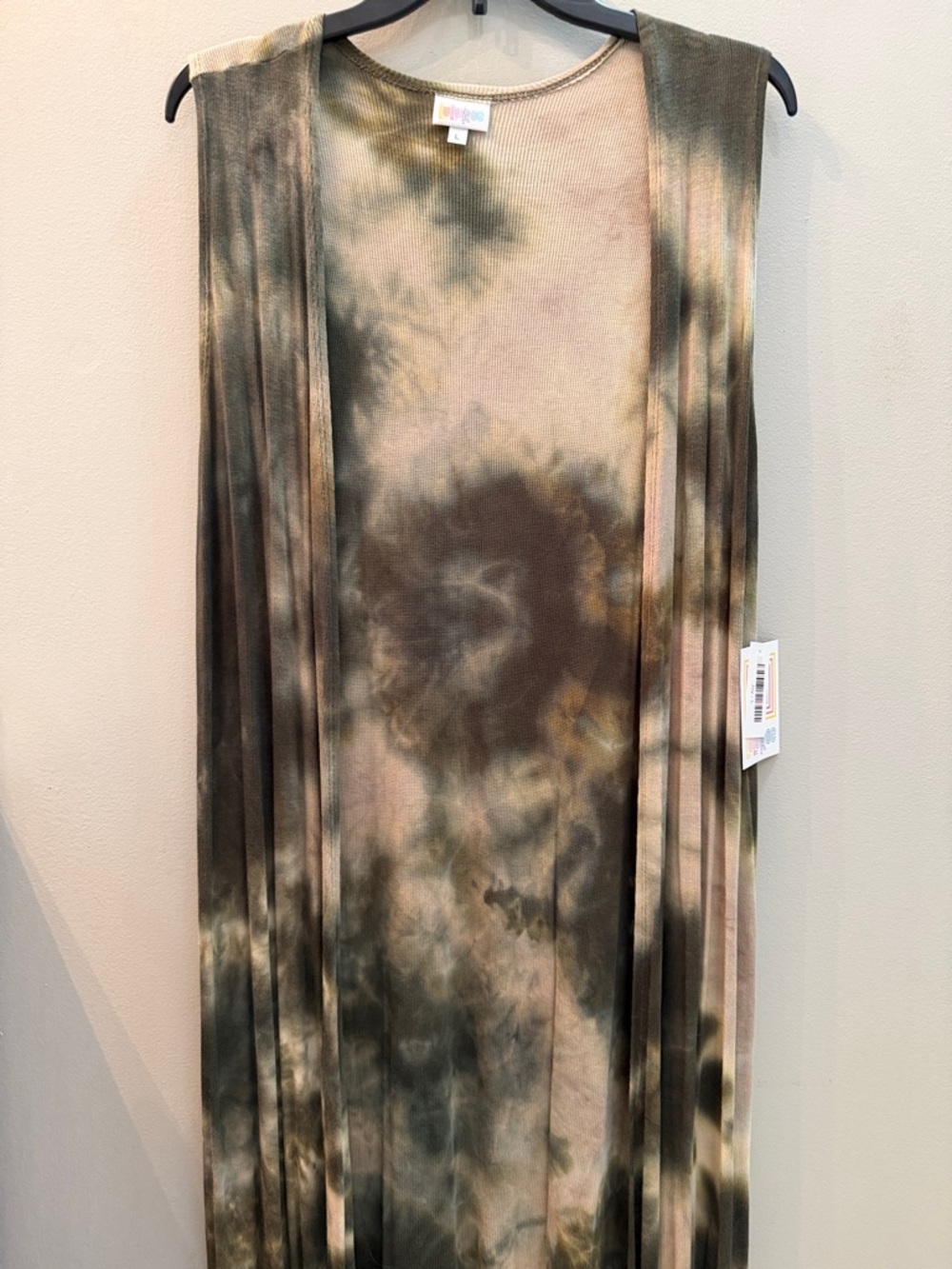LuLaRoe Olive and Taupe Tie-Dye Joy Duster